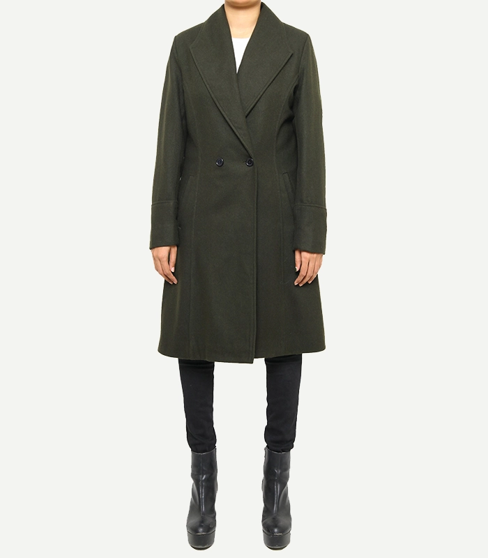 Olive-Green Women's Wool Coat