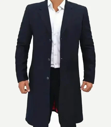 Paul Men's Dark Blue Wool Overcoat