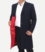 Paul Men's Dark Blue Wool Overcoat