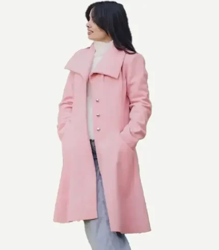 Priscilla Pink Wool Trench Coat