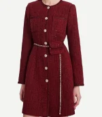 Rachel Skarsten Red Tweed Dress Coat