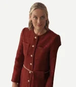 Rachel Skarsten Red Tweed Dress Coat