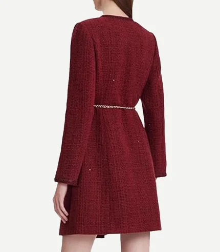 Rachel Skarsten Red Tweed Dress Coat