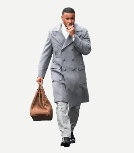 Saquon Barkley Grey Wool Coat Mens