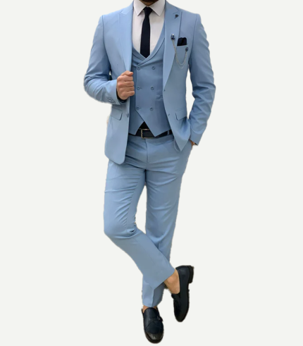 Bojoni Stefano Sky Blue Slim Fit Suit