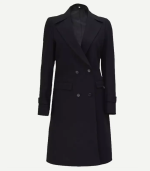 Stephany Women's Black Double-Breasted Wool Coat