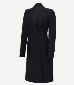 Stephany Women's Black Double-Breasted Wool Coat