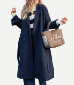 Susan Blue Double Breasted Belted Coat