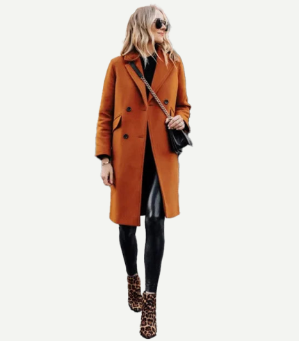 Women's Copper Brown Regular Fit Wool Coat