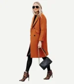 Women's Copper Brown Regular Fit Wool Coat