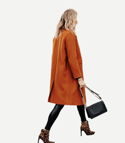 Women's Copper Brown Regular Fit Wool Coat