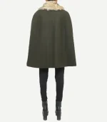 Olive Green Wool Women Cape Coat