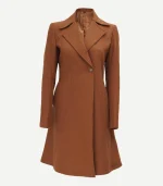 Women's Regular Fit Camel Brown Wool Coat