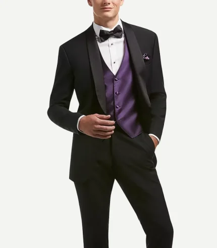Black and Purple Tuxedo For Men