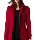 Luxurious Red Long Wool Coat