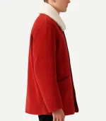 Front view of a Mens Red Wool Jacket designed with a classic fit and high-quality stitching for a timeless look.