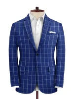 A stylish blue checks Seersucker Style Suit made from premium breathable fabric.