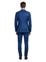 Back view of a blue checks Seersucker Style Suit featuring a clean, tailored finish.