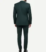 A professional Men’s Bottle Green Two Piece Notch Lapel Suit styled with a white shirt and dark tie.