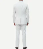 A Mens Off White Three Piece Suit featuring a matching jacket, vest, and trousers for a clean formal look.
