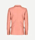 Pink Leather Blazer featuring a minimalist design and a premium polished surface in a vibrant, rich fuchsia pink.