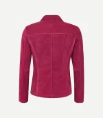 Pink Suede Blazer styled with a minimalist design and a premium velvety surface in a rich, sunset-inspired pink tone.