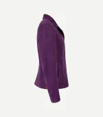 Purple Suede Blazer styled with a minimalist design and a premium velvety surface in a deep, dark berry purple tone.