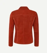 Orange Suede Blazer in a vibrant burnt orange hue featuring a soft matte finish and a modern tailored silhouette.