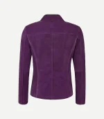 Purple Suede Blazer in a rich plum tone featuring a soft-touch matte finish and a modern tailored silhouette for women.