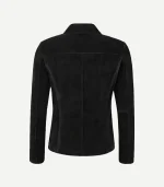 Black Suede Blazer featuring a soft matte finish, sharp notch lapels, and a modern tailored fit for a sleek silhouette.