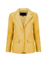 yellow leather blazer for men