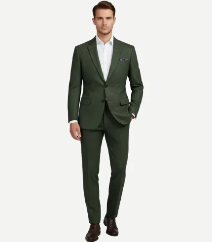 A well-tailored Bottle Green Seersucker Style Suit designed for a modern fit and a cool, airy feel.