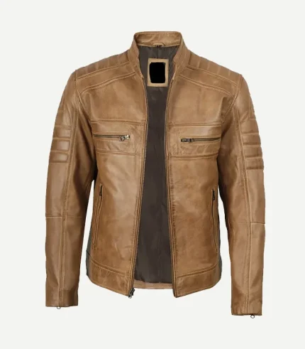Biker Style Brown Leather Jacket featuring a premium mahogany finish and a high-status tailored silhouette for a sharp cinematic profile.