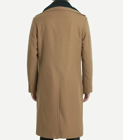 Long Shearling Wool Overcoat for men with a double-breasted front and a soft, insulated interior for extreme cold.