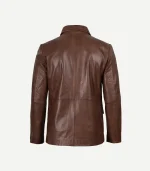 Mens Cognac Leather Blazer featuring a traditional notch lapel and a rich, warm tan finish for a classic look.