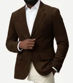 Dark Brown Suede Leather Blazer with a modern tailored cut and high-quality construction in a deep earth-toned finish.