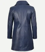 Blue Leather Coat for men showcasing a polished navy textile finish and a high-end rugged profile for a sophisticated fashion statement.