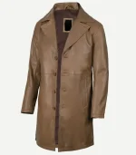 Brown Leather Coat for men showcasing a polished mahogany textile finish and a high-end rugged profile for a sophisticated fashion statement.