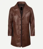 Cognac Leather Coat for men showcasing a polished brandy textile finish and a high-end rugged profile for a sophisticated fashion statement.