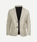 A sleek Mens Off White Leather Blazer styled for a luxury smart-casual look with structured shoulders.