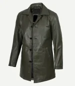 Olive Green Leather Coat for men showcasing a premium forest-olive finish and a high-end rugged profile for a sophisticated fashion statement.