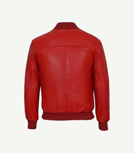 Red Leather Bomber Jacket for men in a heritage-inspired silhouette with a rugged finish and comfortable athletic drape.