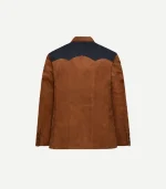 Mens Suede Western Leather Blazer featuring classic Western yokes and a soft, premium tan suede finish.