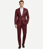 A professional Wine Checks Seersucker Style Suit showing the classic puckered fabric and smart check design.