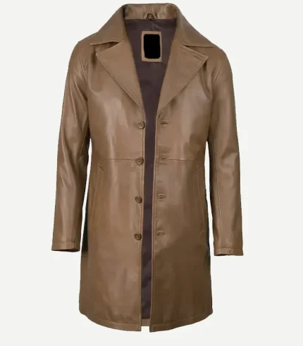 Brown Leather Coat for women featuring a sleek character-driven design and premium hardware for a standout 2026 fashion profile.