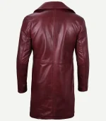 Maroon Leather Coat for women featuring a sleek character-driven design and premium hardware for a standout 2026 fashion profile.