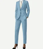 Womens Blue Suit styled as a contemporary two-piece set with a minimalist aesthetic and a sleek, vibrant blue finish.