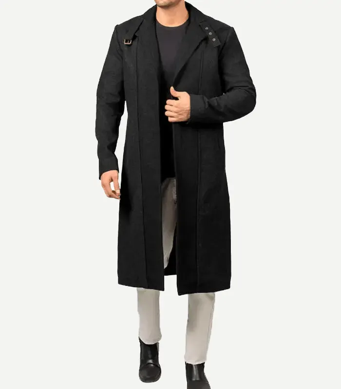 Abbate-Dark-Grey-Long-Mens-Wool-Coat-2.webp Mens Abbate Dark Grey Long Wool Coat - Image 1