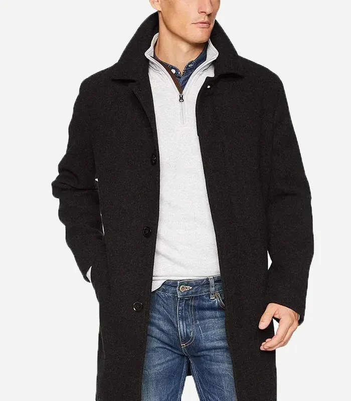 Armando-Mens-Black-3-4-Length-Wool-Coat-3.webp Armando Mens Black Wool 3 4 Length Coat - Image 1