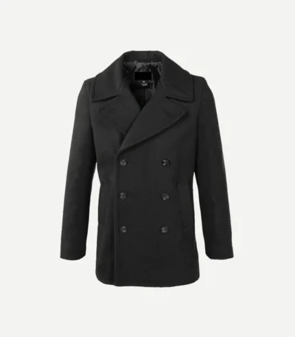 Mens Black Wool Peacoat
